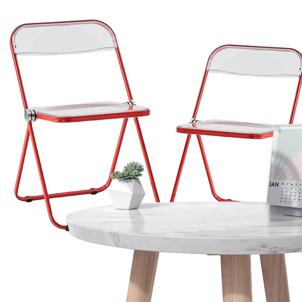 Transparent Folding Chairs Acrylic Stackable Clear Dining Chairs Living Room Seat for Living Room Office Waiting Room