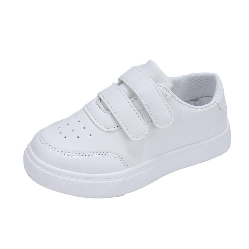

Children White Sneakers Simple Non-slip Boys Girls Casual School Uniform Shoes Double Hook & Loop Fashion Kids Sports Shoes 24