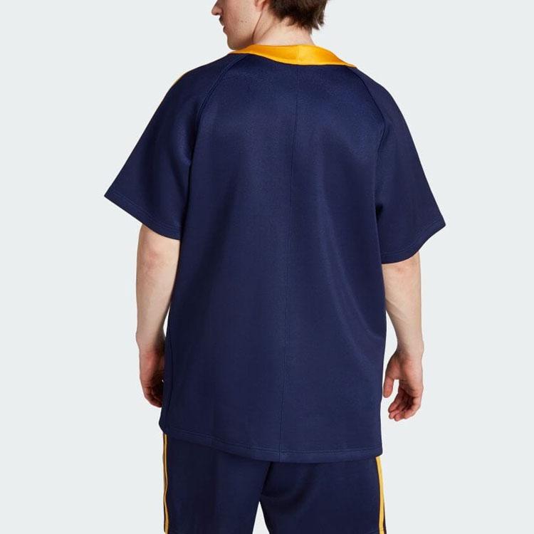 Adidas Originály Tři pruhy Barevný blok Logo Tričko s krátkým rukávem Pánská trička Tmavě modrá IM4458