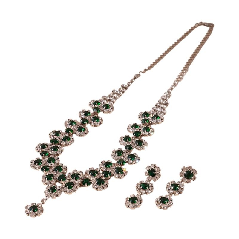 

Elegant Crystal Cubic Zirconia Necklace And Earrings Set Jewelry Collection For Women Wedding Jewelry Accessories