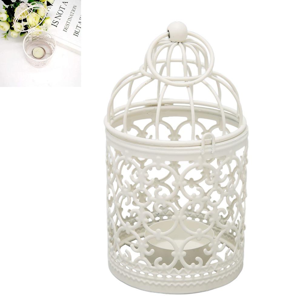 Round Iron Birdcage Candle Holder Metal Construction Hanging Candle Holder Dining Table