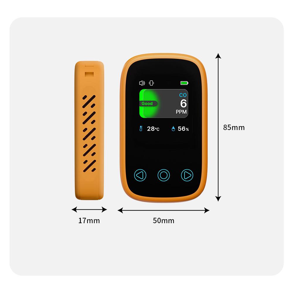 Portable Carbon Monoxide Tester Mini CO Detector Multifunctional Air Quality Monitor Temperature and Humidity Meter Rechargeable