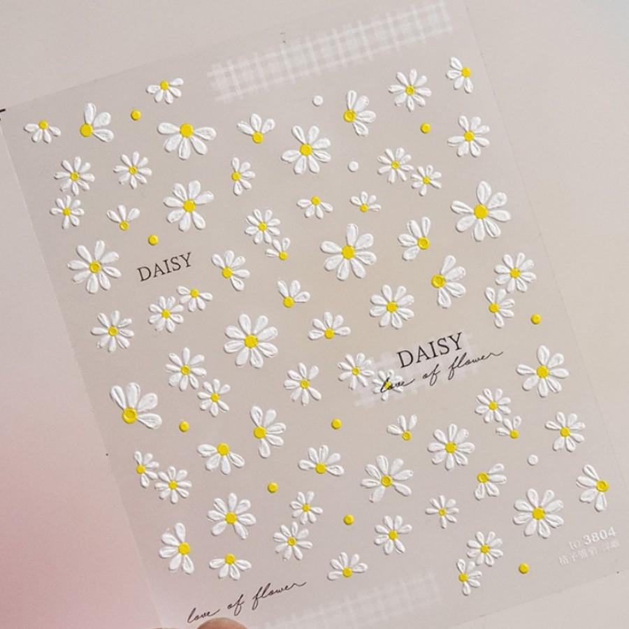 1pcs 5D Elegant White Daisy Nail Art Stickers Flower Adhesive Nail Decorations Decals DIY Manicure Accessories