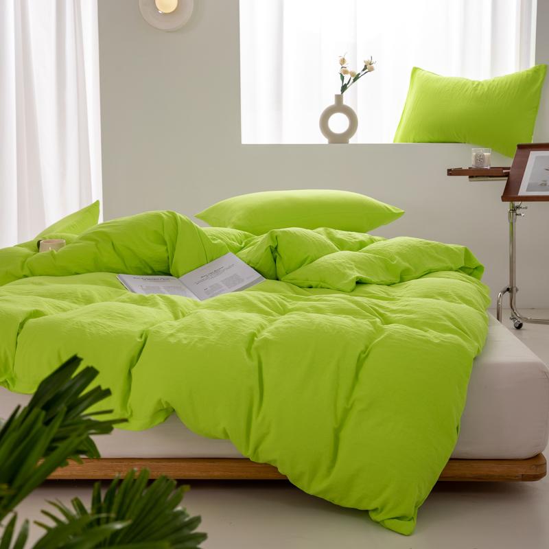 1pc Solid Color Duvet Cover 100% Washed Cotton Quilt Cover Japanese Minimalist Style Bedding Single Double King Queen Size Bed