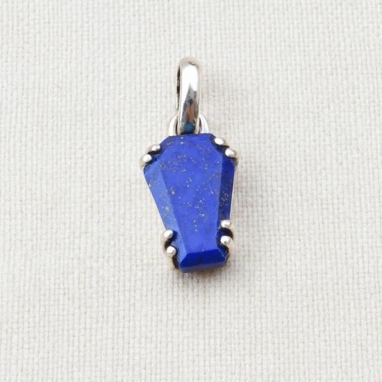 Lapis Lazuli Pendant, 925 Sterling Silver, Handmade Blue Coffin Cut Gemstone