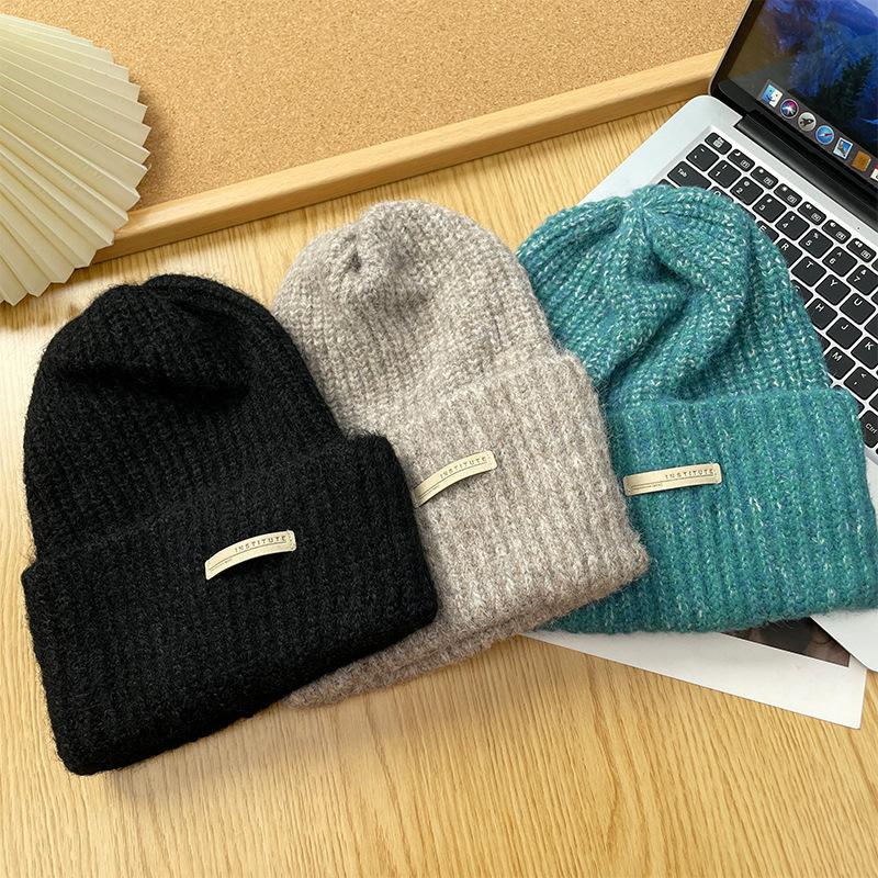 Japanese Woolen Hat for Women with Large Head Circumference Small Face Outdoor Winter Warm Ear Protection Pile Hat for Men Knitted Hat