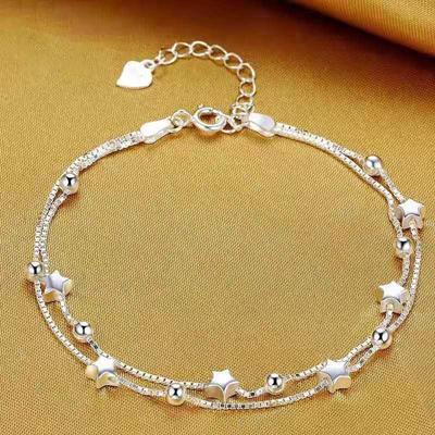 925 Sterling Silver Beautiful Stars Bracelets for Women Korean Fashion Designer Party Wedding Jewelry Holiday Gifts