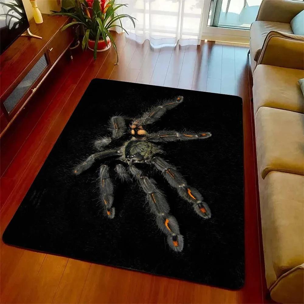 3D Spider Carpet Crawl Animal Rug Halloween Horror Mat Trick or Treat Rugs Teens Bedroom Floor Mat Festival Home Decor Doormat