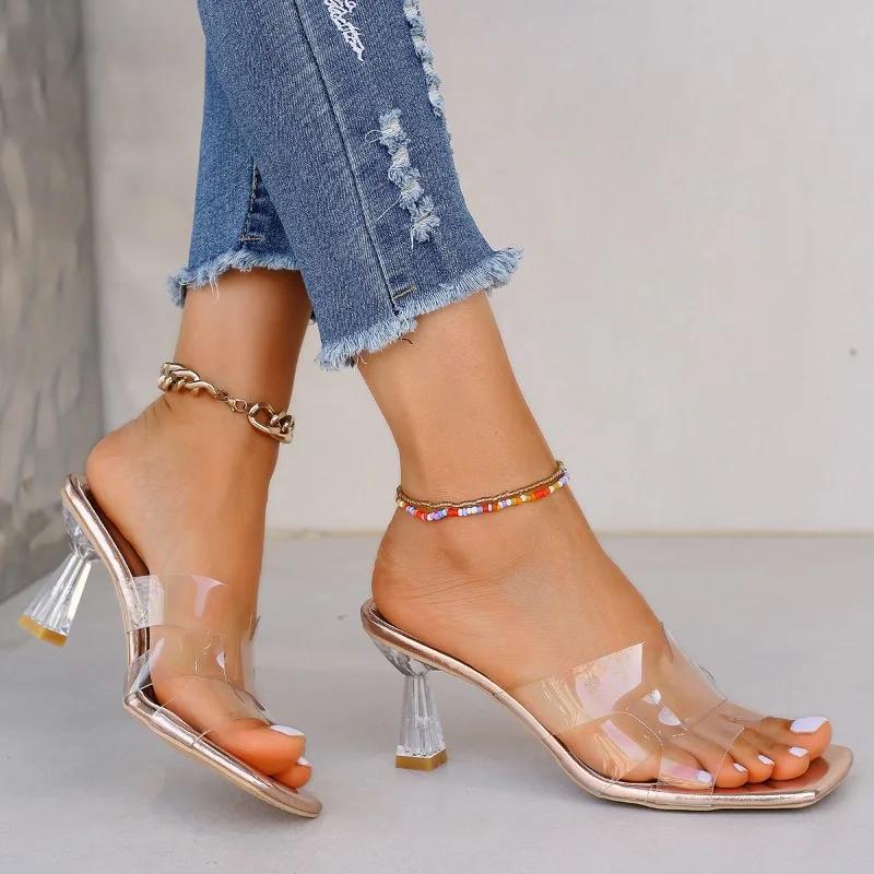 Módní dámské boty 2024 Vysoce kvalitní slingbacky Dámské pantofle Módní mělké moderní pantofle Nové boty na podpatku s otevřenou špičkou Dámské Zapatos Mujer