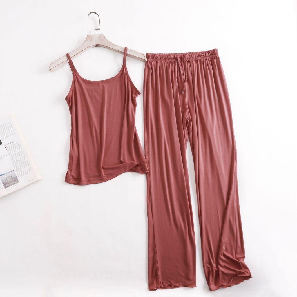 Modal Sleepwear Set For Women With Loose Fit Ruffle Pants Breathable Loungewear For Home Use