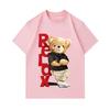 Men's 100% Cotton Crew Neck Short Sleeve T-Shirt, Casual Cute Bear Relax Printed Comfortable Breathable Loose Fit Summer Daily Wear Top for Male