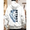 Detroit Football Cotton Hoodie Relaxed Fit, Classic Crew Neckline for Fall and Winter Season, Ideal for Casual Outings and Daily Wear