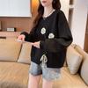 2025 High-End Floral Round Neck Plus Size Sweatshirt for Women - Spring/Autumn Tummy-Covering Niche Base Layer