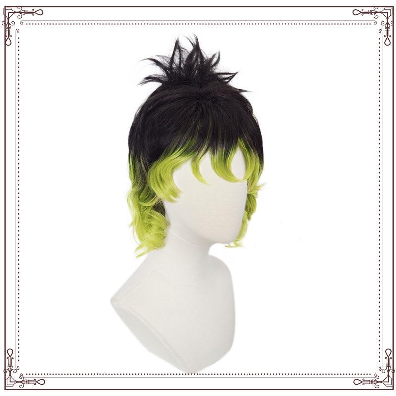 Demon Slayer Gyutaro Shabana Cosplay Parrucca Tatuaggio Adesivo Daki Brother Nero Capelli Verdi Nuovo Anime Kimetsu No Yaiba Upper Rank Six