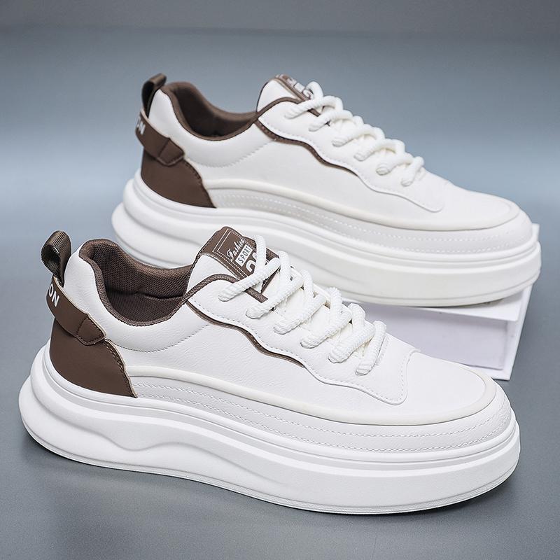 New Men's Anti Slip Wear-resistant Casual and Fashionable Sports Board Shoes with Thick Soles Increased Height and Simple Design
