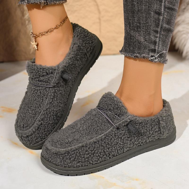 Warm Cotton Shoes 2025 Winter New Elastic Band Plus-size Flat Slip-over Women's Shoes