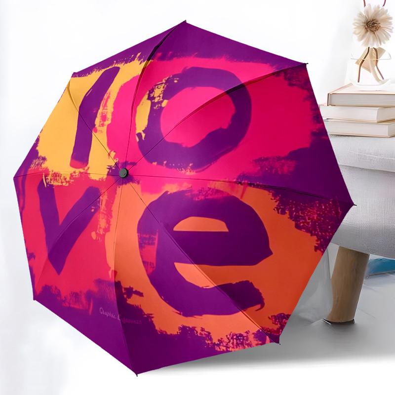 

1pc Love Pattern Automatic Umbrella | Portable 8-Rib Manual Open, Cute Birthday & Holiday Gift for Outdoor yy260107128