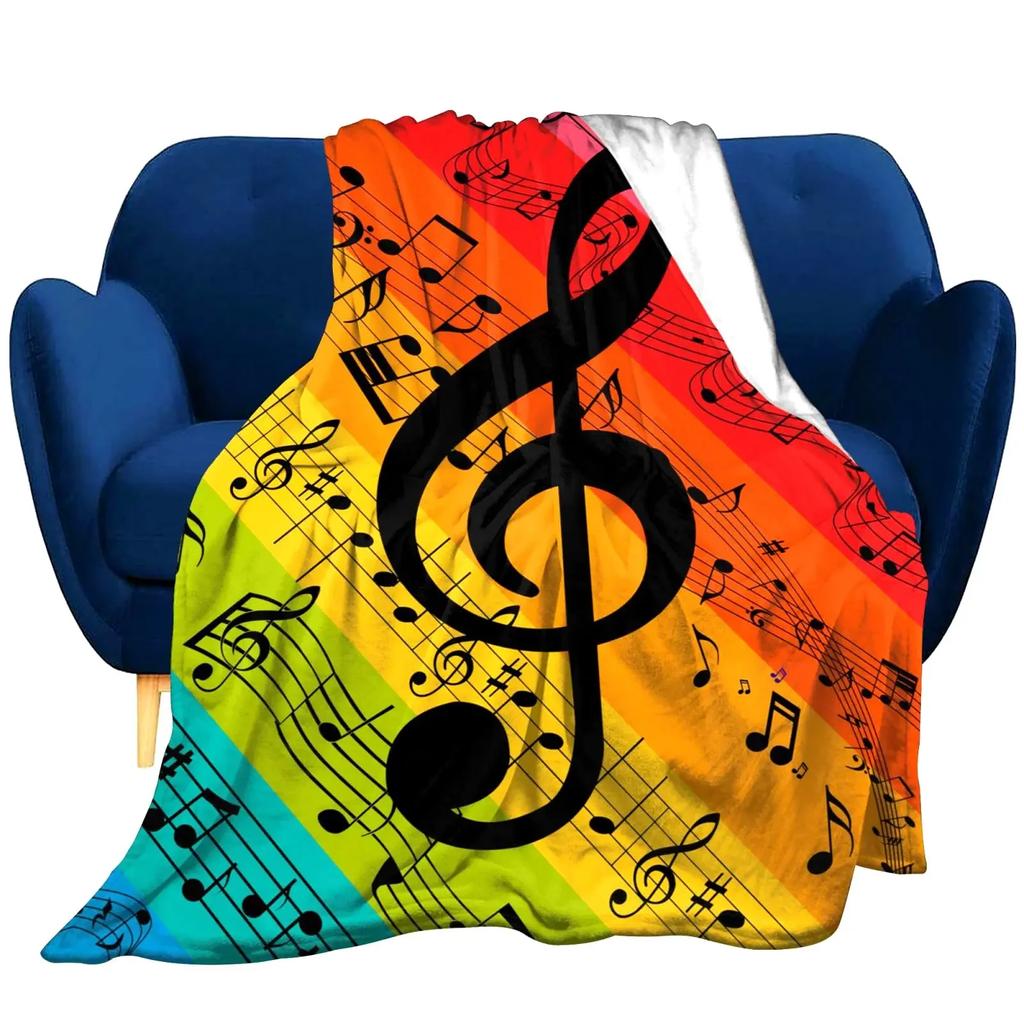 Music Note Flannel Throw Blanket Super Soft Lightweight Music Theme Blanket for Couch Sofa Bed Living Room Twin King Size