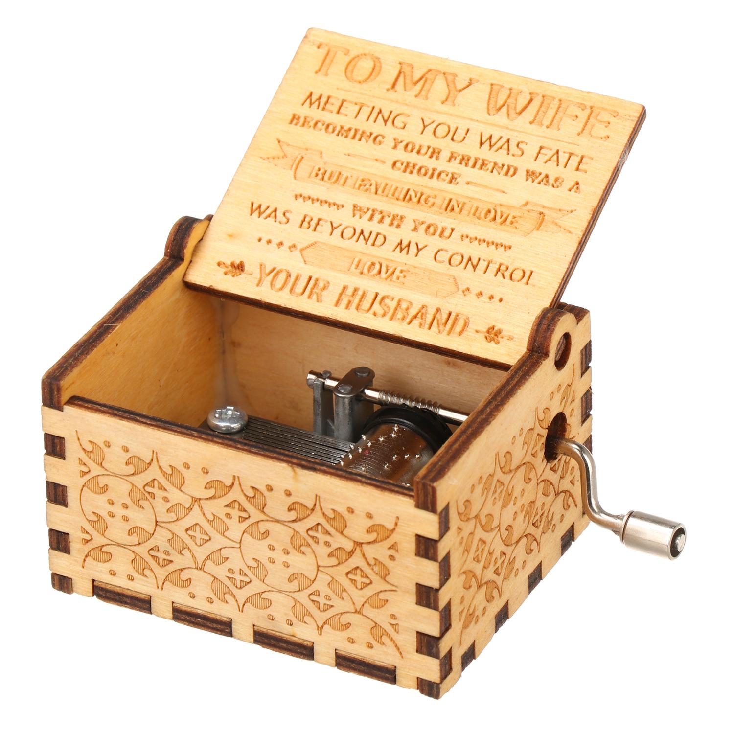 

Денна класична музика You are My Sunshine. Старовинні музичні шкатулки з гравіюванням. Дерев’яна музична шкатулка з рукояткою To Wife