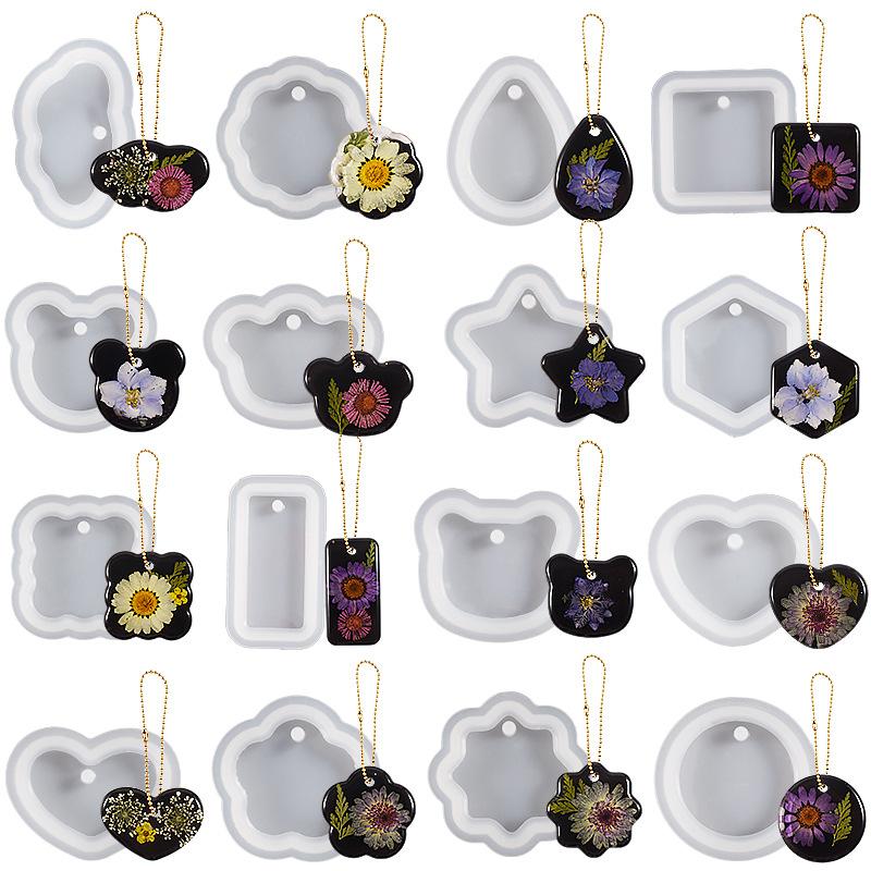 6pcsDried Flowers Real Natural Plant Pressed Flower Epoxy Resin Filling DIY Keychain Pendant Silicone Mold Jewelry Making Crafts