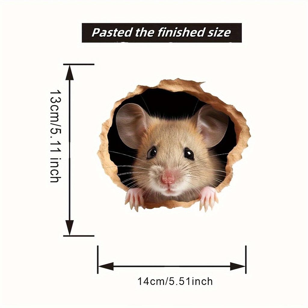 1PC Creative Mouse Hole Wall Sticker a Cute Mouse Design That Peeks Through a Hole Used for Fun Home Decoration in Living Room