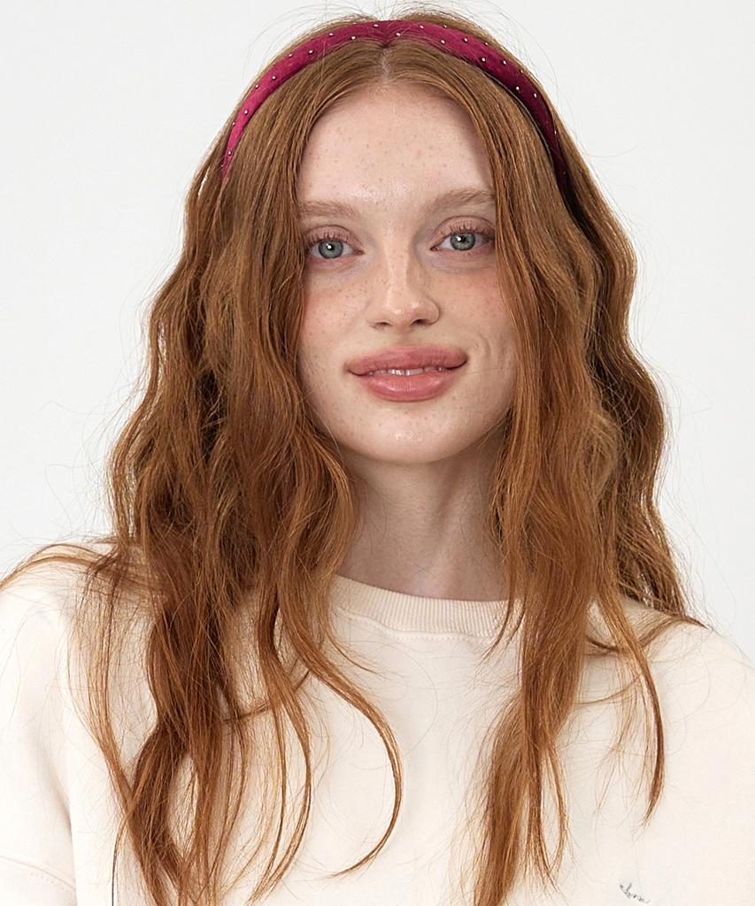 The-Abon Dot Velvet Hairband Navy