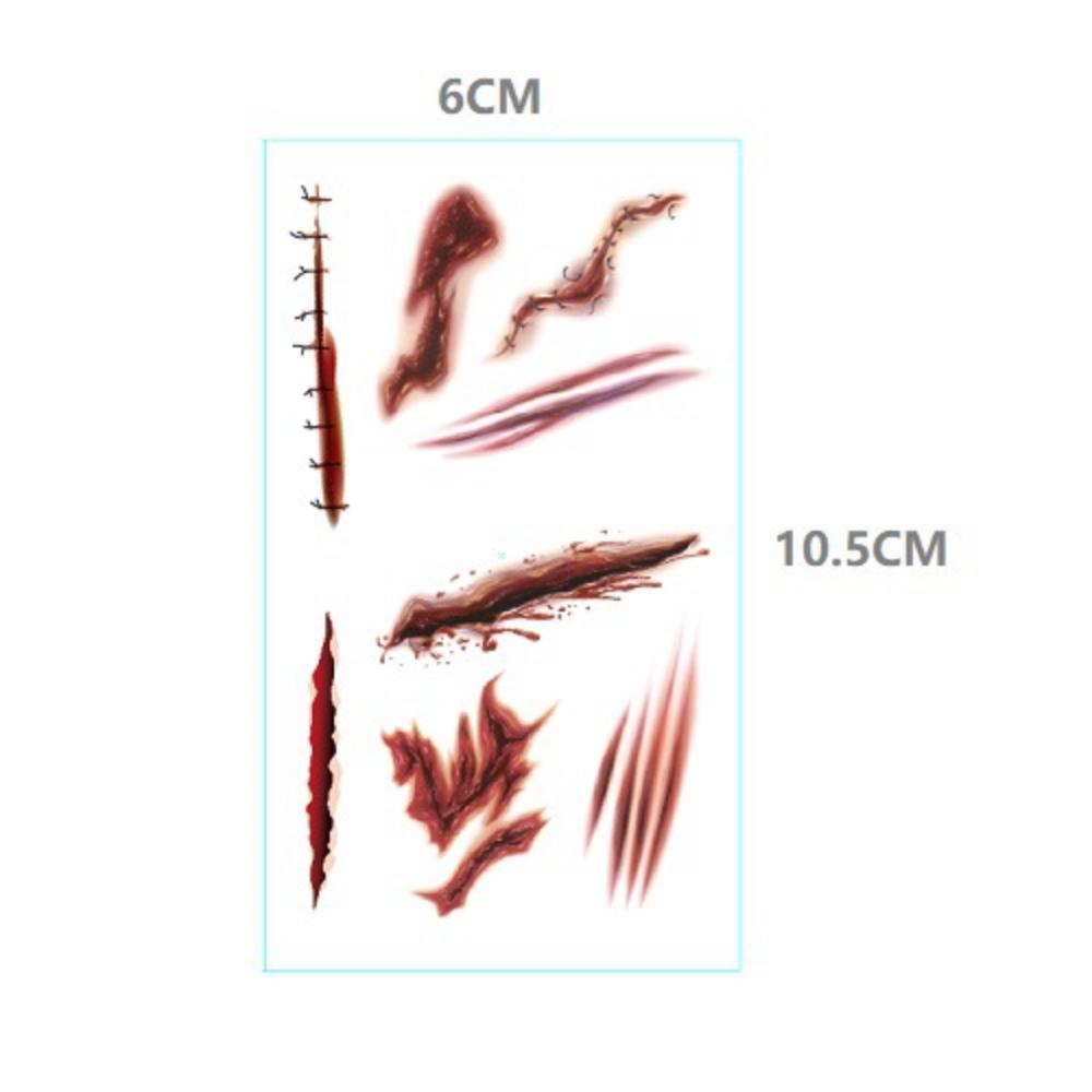 Halloweenowe Straszne Naklejki Tatuaże – Realistyczne Fałszywe Rany i Blizny Wodoodporne Naklejki Transferowe