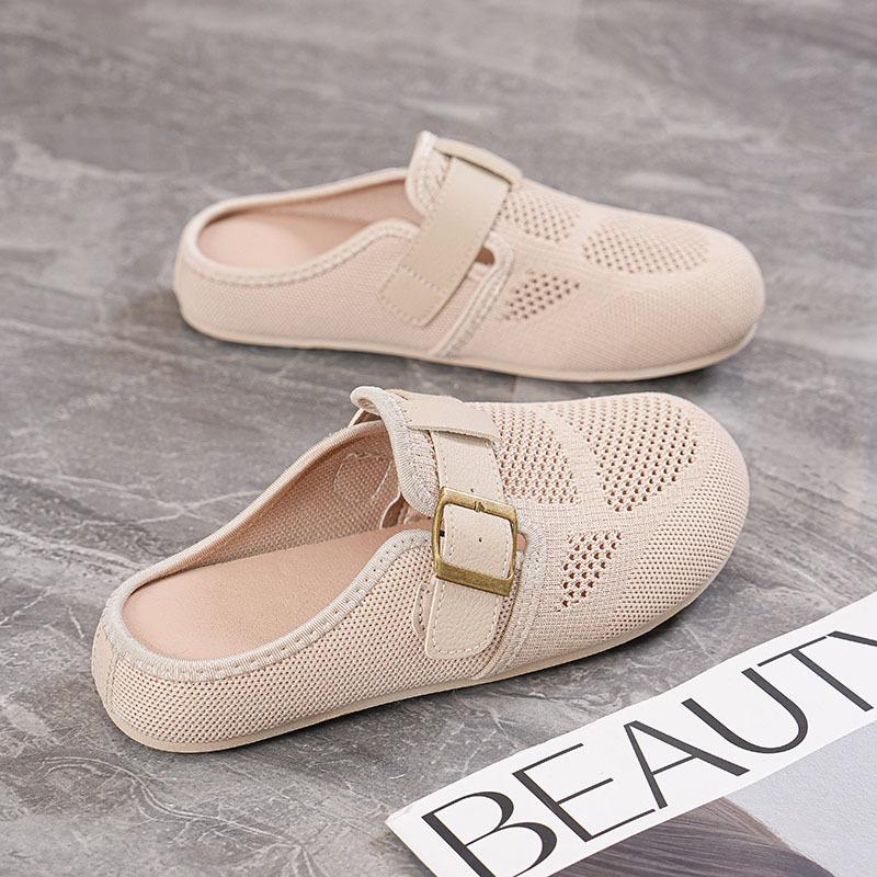 Fashion New Women's Mesh Baotou Half Slippers Summer Hot Sale Lightweight Breathable Flats Shoes Outdoor Woman Sandals With Arch Support