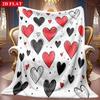 1pc 2D Heart-Themed Pattern Flannel Blanket, Soft HD Digital Print, Cooling Blanket All-Season Use! Soft And Breathable 100% Polyester Fiber, Ideal Gi
