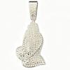 Hip Hop Alloy Full Rhinestone Prayer Hand Pendant Cuban Chain Necklace Men Women Trendy Streetwear Jewelry