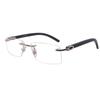 RSINC Imported Men Rimless Eyeglass Wood Metal Eye-ware Black - Silver | CT00521 C1 53-18-145 CART-5 A2