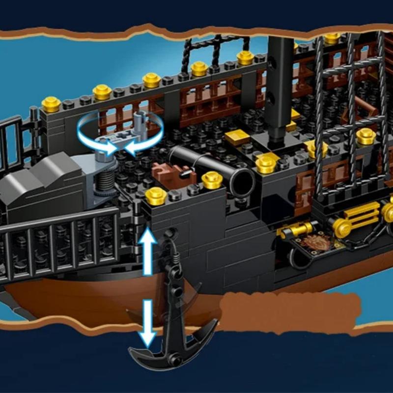 Building Block Pirate Stronghold Black Pearl Boat Royal Navy Warship Port Bricks Toy For Children Gift