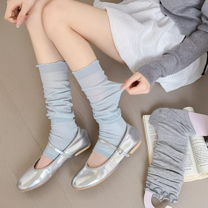 Summer Thin Breathable Leg Warmers Foot Cover Ballet Style Sweet Girls Ruffle Socks Stockings Jk Lolita Leg Warmers Loose Socks