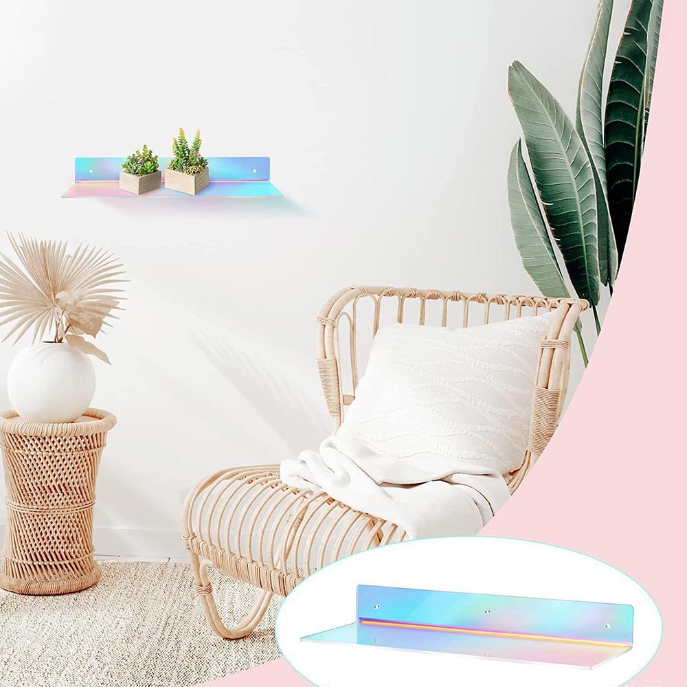 Color Acryl Wall Mounted Type Storage Rack Rainbow Color Acrylic Floating Shelves Strong Wall Mounted Display for Organizing