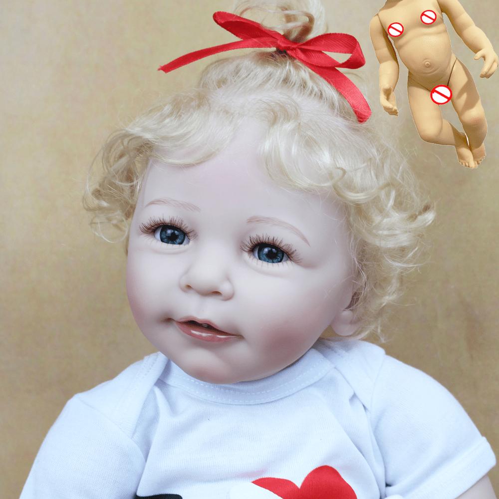 BZDOLL 55 CM Full Soft Vinyl Body Reborn Baby Blonde Hair Girl 22 Inch Doll Toy Lifelike Realistic Princess Toddler Bebe