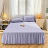 New Solid Color Sanding Bed Skirt Pillowcase Three Piece Set of Seasonal Universal Bed Covers Anti Slip Dustproof Sheets Bedding