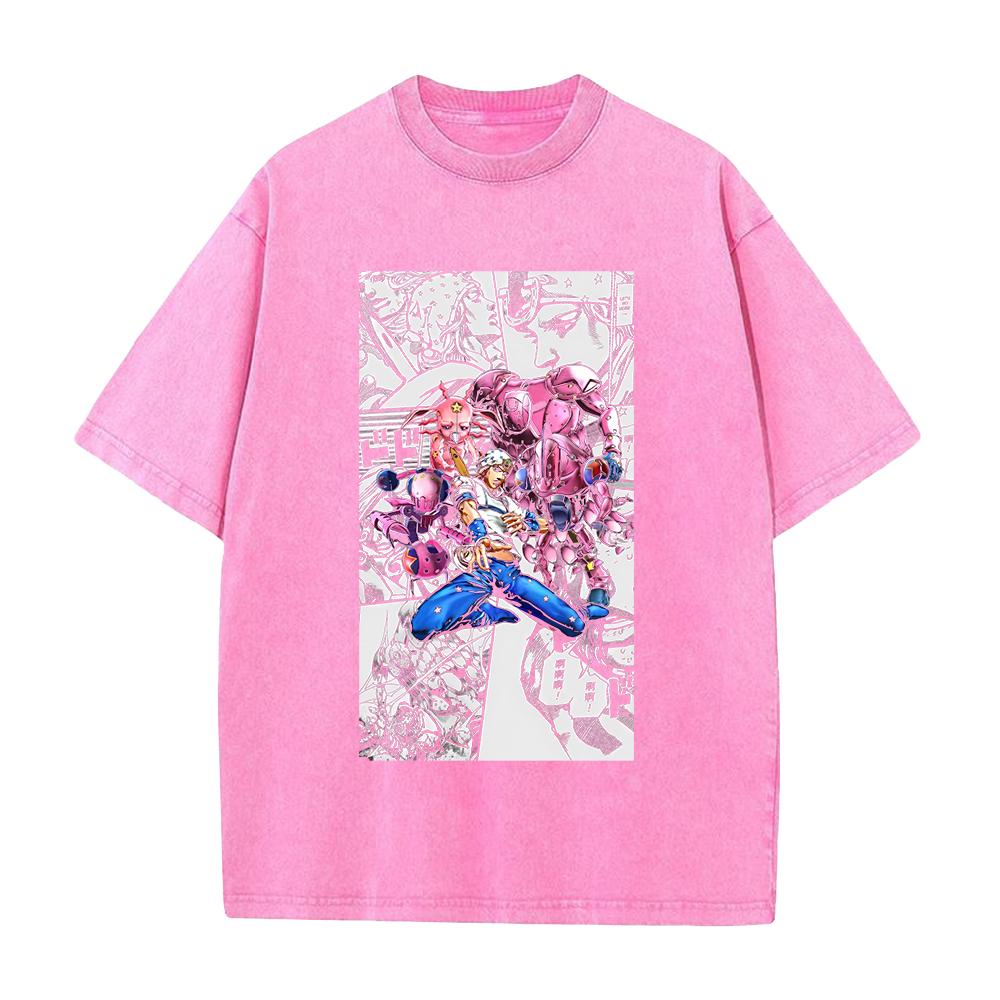 JoJo's Bizarre Adventure Johnny Clothing Men Women Manga T-shirts Vintage Washed T Shirt Casual Cotton Tee Harajuku Male Tshirt