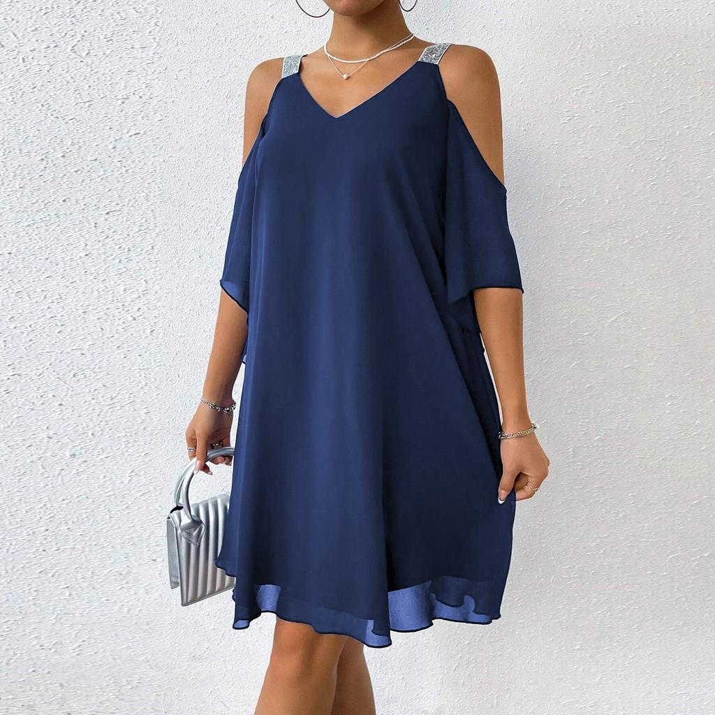 Women's Long Dress Maxi Dress Casual Dress Chiffon Dresses Swing Dress Casual Mature Outdoor Daily Date Ruffled Short Sleeve V-neck Dress
