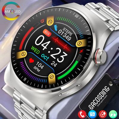SACOSDING Neue AMOLED Smart Watch für Herren, Bluetooth-Anruf, KI-Sprachassistent, EKG-Körpertemperatur-Gesundheitsmonitor, SOS-Sport-Fitness-Smartwatch