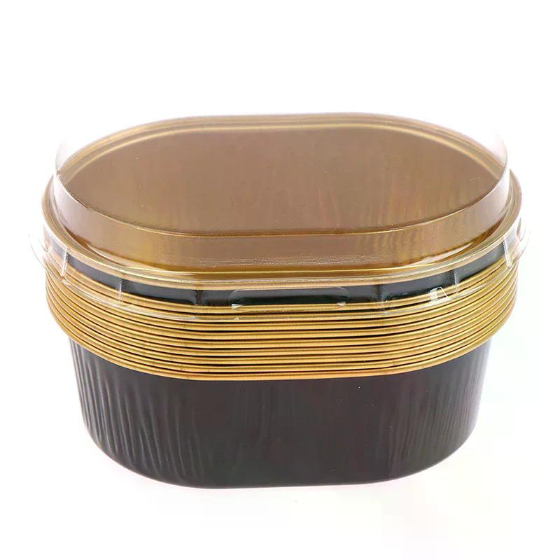 100Pcs 68ML Aluminum Foil Oval Non-Stick Baking Cups Cake Containers With Clear Lids Heat Resistant For Cakes