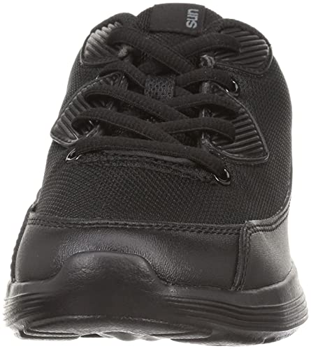 Sun Asahi Shoes 501 Simple Jogging Sneakers, Black, Size 22.0 Cm, 3E, KF72352