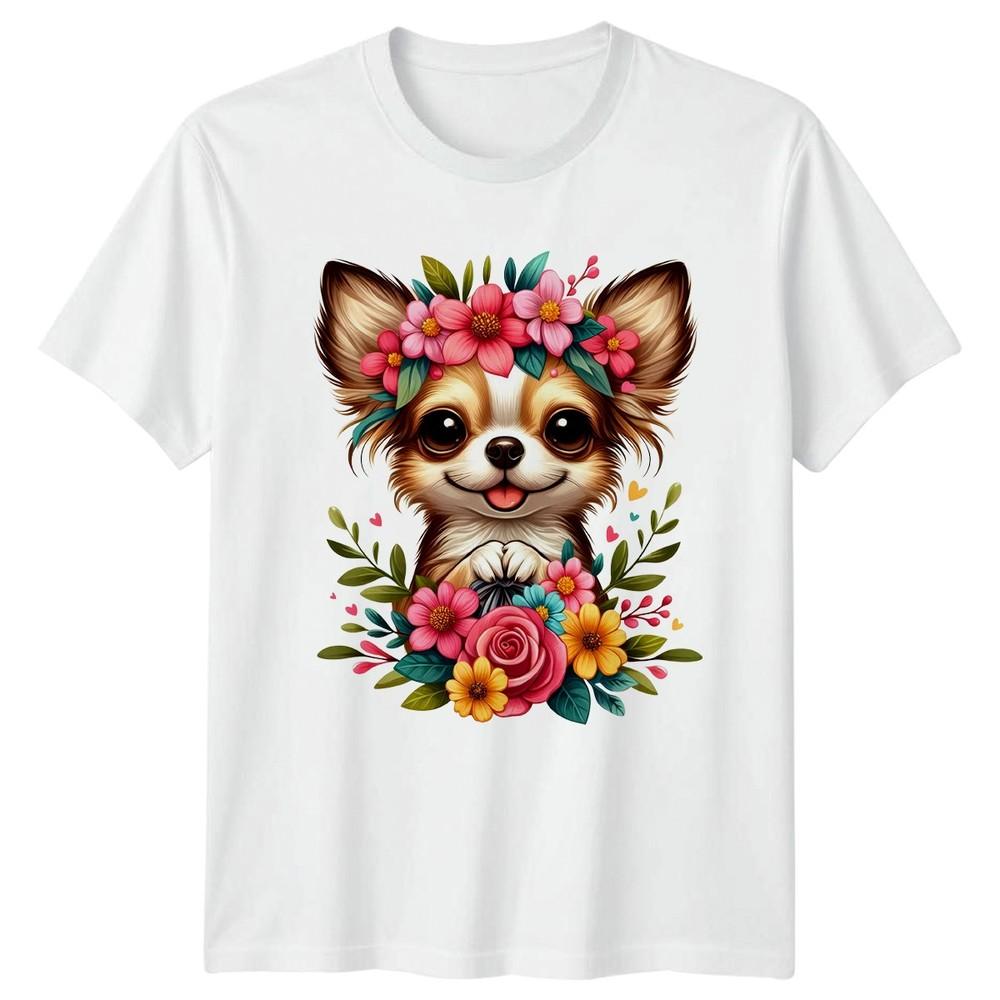Cute Chihuahua Dog Wearing Floral Unisexs TShirt Chihuahua Owner Pet Lover S
