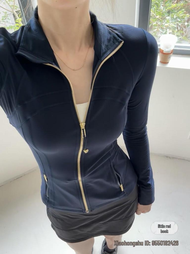 Jachetă Lulu Gold Label pentru Femei, cu Guler Înalt pentru Yoga și Fermoar