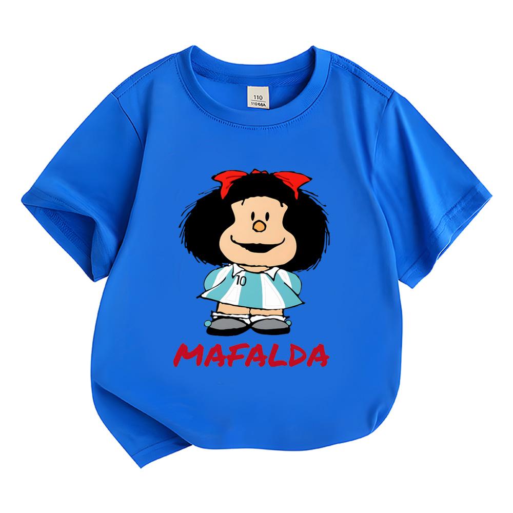 2026 New Style Mafalda Comic Round Neck Tees Boys Girls Kids Clothing 100%Cotton Tops High Quality Sports Sleeves Fashion Streetwear