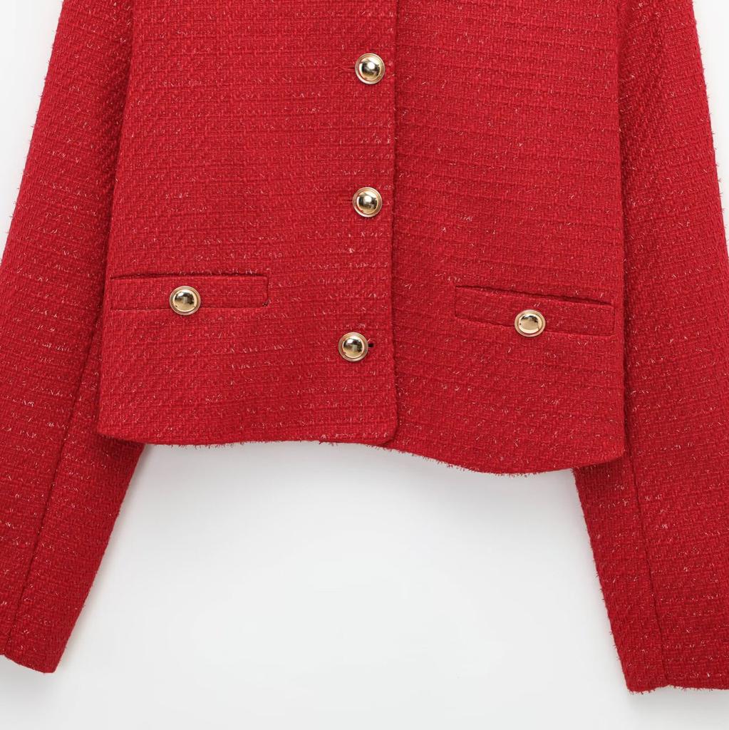 European and American style, new women's clothing, classic gold button-decorated textured blazer 9052719
