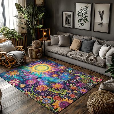 Psychedelic Area Rug Bohemian Carpet Vintage Persian Style Home Decor Living Room Floor Mat Hippie Tapestry Bedroom Rug Gift