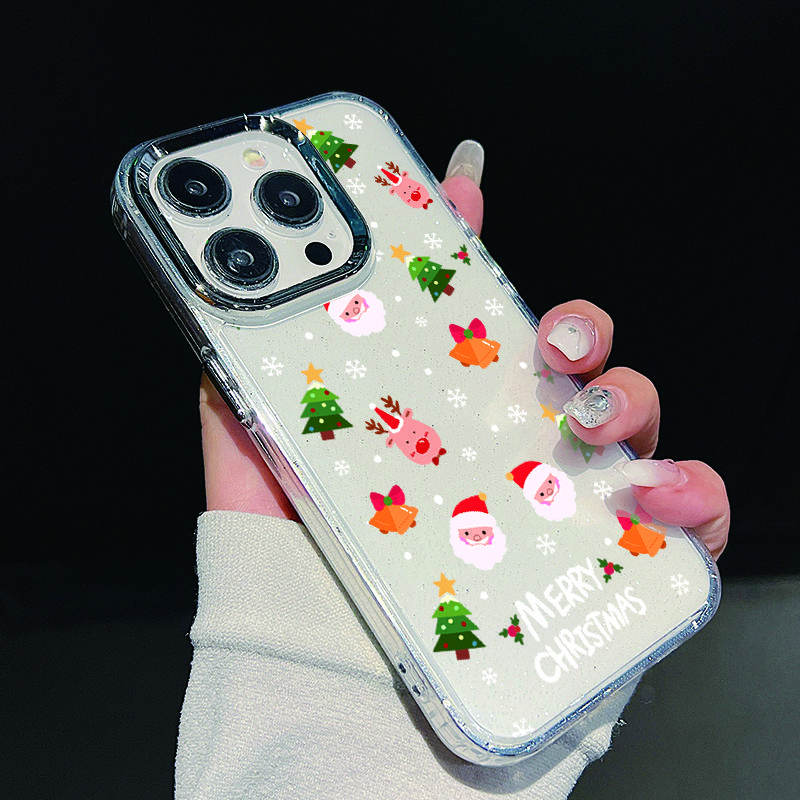 Χαριτωμένη Θήκη Τηλεφώνου Άγιος Βασίλης Καλά Χριστούγεννα Για iPhone 16 Pro Max 15 Pro 14 13 12 11 Χιονάνθρωπος Με Σχέδιο Ελαφιού Μαλακή Λεπτή Αντικραδασμική Προστασία Φακού Διάφανη Κάλυψη