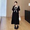Dimanaf Summer Women Plus Size Short Sleeves Elegant Dress Loose 2025 Vintage Dress Basic Long Casual Shirt Dress