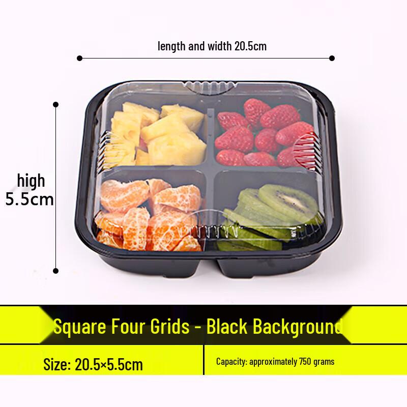 Einweg-Kunststoff-Lebensmittelbehälter mit Fächern und Deckel