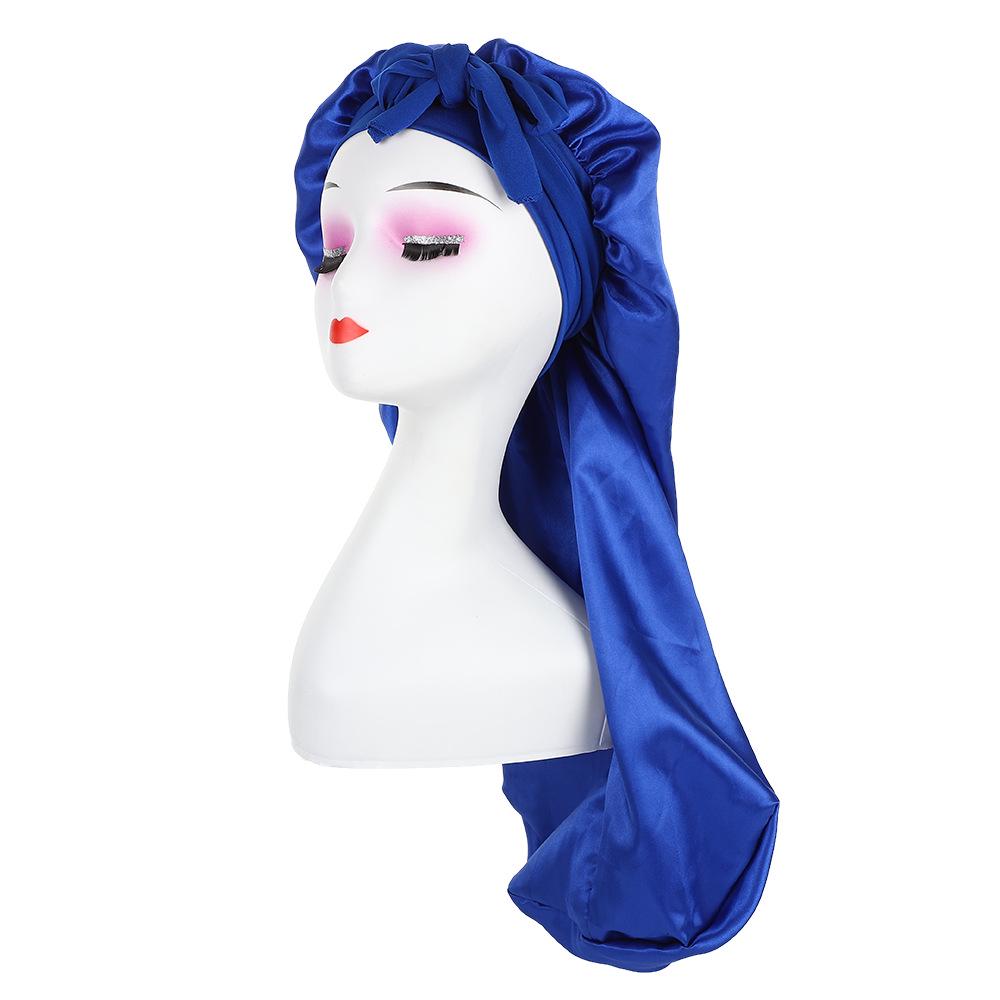 

Cross-Border Satin Sleep Cap with Long Tail Bow Ribbon for Hair Care